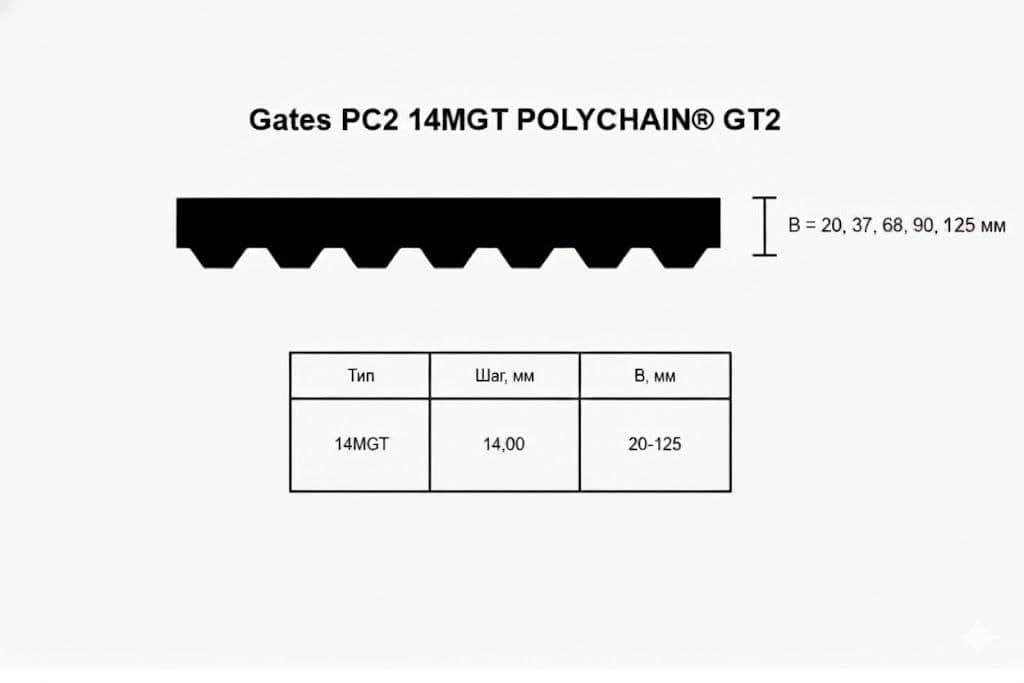 Ремень Gates PC2 14MGT 1610 125